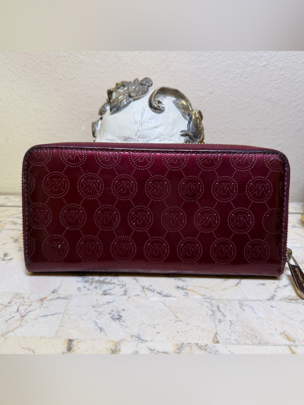 SOLD- Vintage Michael Kors Bordeaux Patent Bag & Matching Wallet Set - Picture 14 of 17